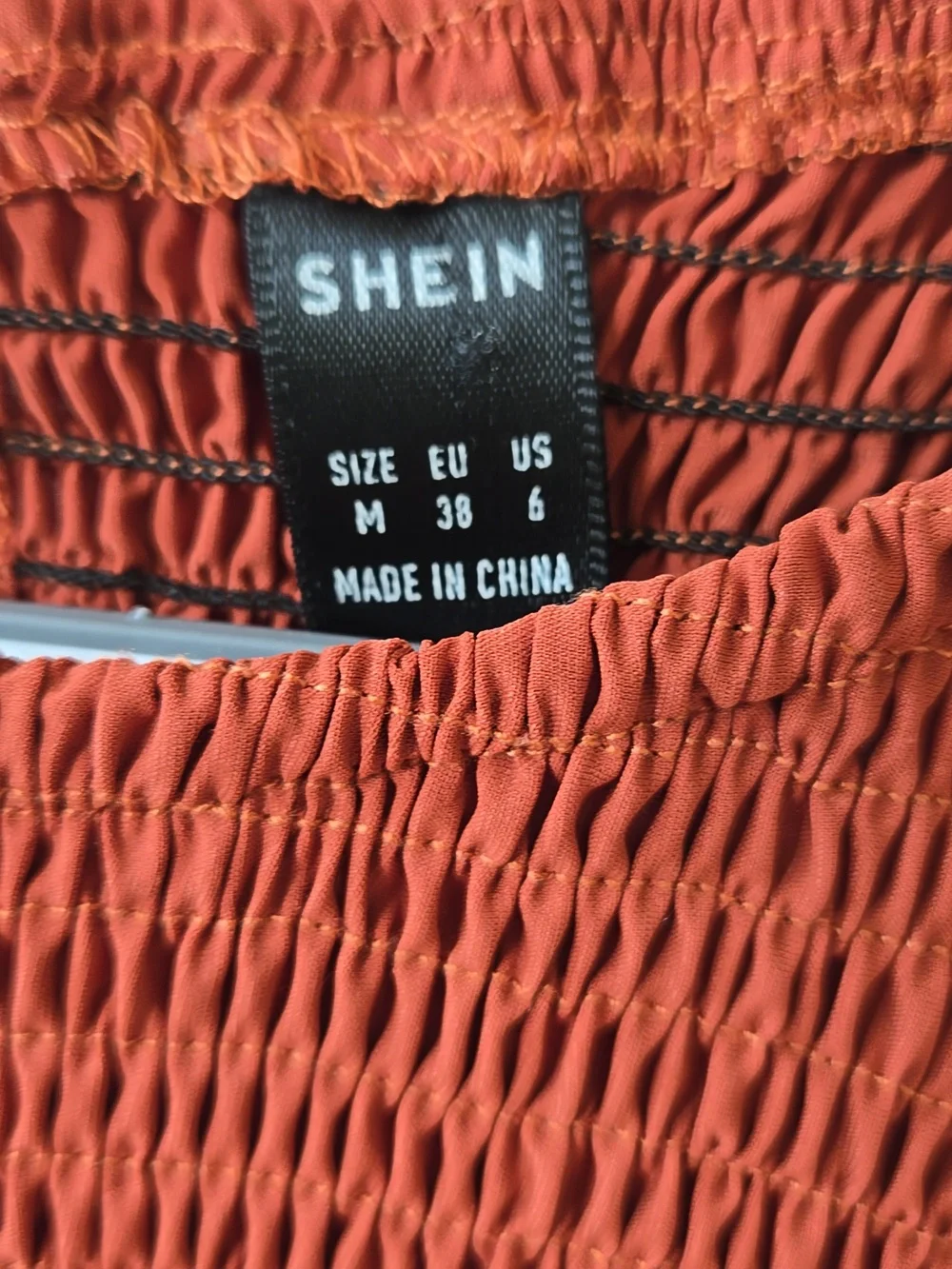 SHEIN Rust Smocked Long-Sleeve Tiered Maxi Dress - Picture 2 of 9